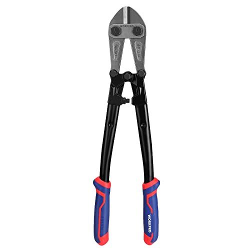 WORKPRO 18" Bolt Cutter, Chrome Molybdenum Steel Blade, Heavy Duty Bolt Cutter with Soft Rubber Grip, Cutting Tool for Cut Chain, Wire, Screw, Rivet, Black,blue,red