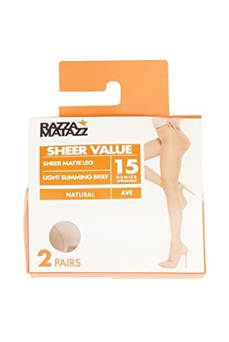 Razzamatazz Women's Pantyhose 15 Denier Light Slimming Sheers (2 Pack), Tall