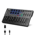 Donner DMK25 Pro MIDI Keyboard Controller, 25 Mini Key Portable USB-C MIDI Keyboard with 8 Drum Pads, OLED Display, Personalized Touch Bar, Music Production Software and 40 Free Courses