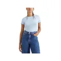 Tommy Jeans Women's BBY Essential Rib Short Sleeve T-Shirt, Chambray Sky, Small