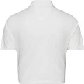 Tommy Jeans Women's Signature Logo Cropped Polo Shirt, White, Small