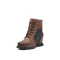 SOREL Women's Joan of Arctic Wedge III Lexie Boot — Tobacco, Black — Waterproof Leather Wedge Boots — Size 5