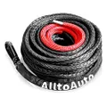 AlltoAuto Winch Rope with Hook, 3/8" x 100'-25000lbs Dyneema Synthetic Winch Rope Line Cable with Protective Sleeve for Truck 4WD Off-Road Vehicle Winch Accessory