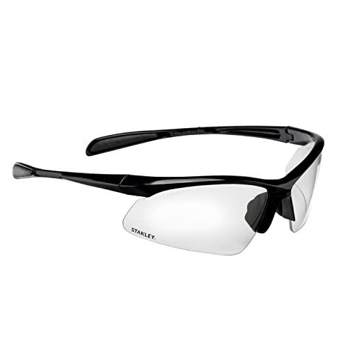 Stanley Clear Lens Half Frame Safety Glasses - Clear Safety Glasses For Men & Women - Transparent with UV Protection Glasses - Rubber Tipped No-Slip Design