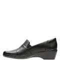 Clarks Women's May Marigold Slip-On Loafer, Black Leather, 9 US