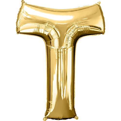 Anagram SuperShape Letter T L34 Foil Balloon, 86 cm Length, Gold