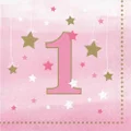 Creative Converting One Little Star Girl 1st Birthday Lunch Napkins 16-Pieces