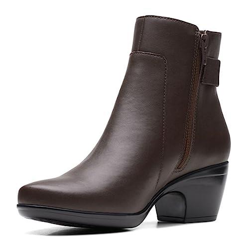 Clarks Women's Emily Holly Ankle Boot, Dark Brown Leather, 5