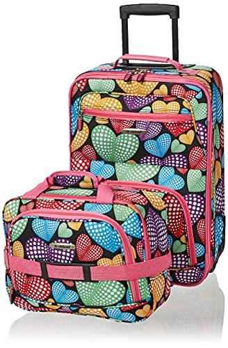 Rockland Fashion Softside Upright Luggage Set, New Heart, 2-Piece Set (14/19), Fashion Softside Upright Luggage Set