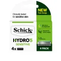 Schick - Hydro 5 Sensitive for Men | Sensitive Razor Blade Refills | 4 Pack | Hydrating Gel Pools | Aloe & Pro-Vitamin B5 | 5 Blade Cartridges with Skin Guards
