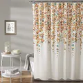 Lush Decor Weeping Flower Shower Curtain-Fabric Floral Vine Print Design, 72" x 72", Turquoise