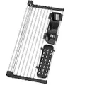 BBXTYLY Black Expandable Roll Up Dish Drying Rack Up to 22.8''with 2 Storage Baskets,Over The Sink Kitchen Rolling up Dish Drainer Dish Drying Rack in Sink, Foldable,Rollable,for Kitchen Dishes,Cups