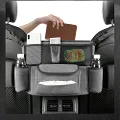 JEYODA Car Handbag Holder Between Seats Suede Large Capacity Car Purse Holder Automotive Consoles & Organizers for Document Phone Storage Car Organizer(1925-style 2 grey)