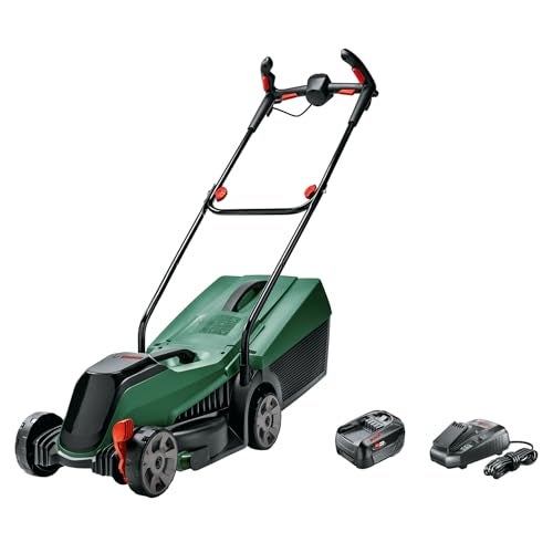 Bosch 18V Cordless Brushless Lawn Mower with 1 x 4.0ah Battery & Fast Charger, Cutting Width: 32 cm, Cut Height 20-60mm, Compact Storage and Ergonomic Design (CityMower 18V-32-300). Made in Europe
