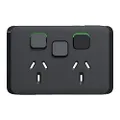 Clipsal Iconic 10A 250V Horizontal Double Power Point Extra Switch Skin, Black