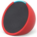 Echo Pop | Full sound compact Wi-Fi and Bluetooth smart speaker with Alexa | Charcoal and a Made For Amazon Sleeve for Echo Pop (2023 release), Red