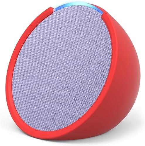 Echo Pop | Full sound compact Wi-Fi and Bluetooth smart speaker with Alexa | Lavender Bloom and a Made For Amazon Sleeve for Echo Pop (2023 release), Red