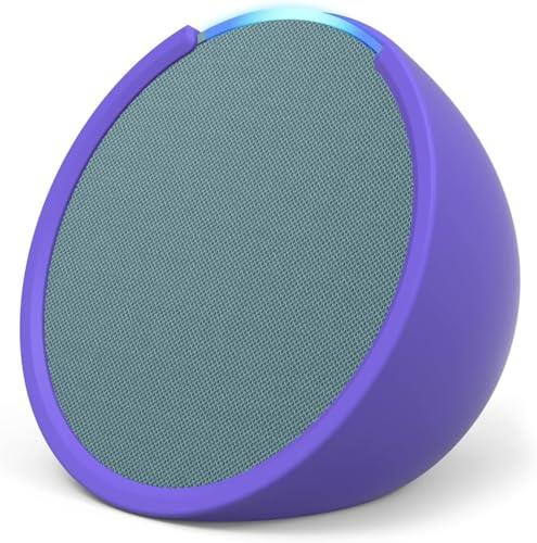 Echo Pop | Full sound compact Wi-Fi and Bluetooth smart speaker with Alexa | Midnight Teal and a Made For Amazon Sleeve for Echo Pop (2023 release), Purple