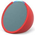 Echo Pop | Full sound compact Wi-Fi and Bluetooth smart speaker with Alexa | Midnight Teal and a Made For Amazon Sleeve for Echo Pop (2023 release), Red