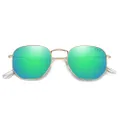 SOJOS Small Square Polarized Sunglasses for Men and Women Polygon Mirrored Lens SJ1072 with Gold Frame/Green Mirrored Lens