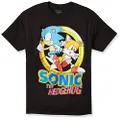 SEGA Boys' Little Sonic The Hedgehog & Tails Short Sleeve Tshirt, Black, 4, Black, 4