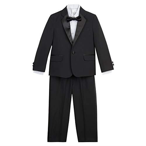 NAUTICA Boy's 4-piece Set With Dress Shirt, Bow Tie, Jacket, and Pants Tuxedo, Black Tuxedo, 2 Years US