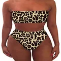 Pink Queen Women's Removable Strap Wrap Pad Cheeky High Waist Bikini Set Swimsuit - Brown - X-Large
