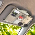 EcoNour Car Sun Visor Organizer | Insurance and Registration Wallet for Car - Cards, Pens, Sunglasses & Documents Holder | Car Truck Storage Pouch with Multi-Pocket Net Zipper | Interior Accessories