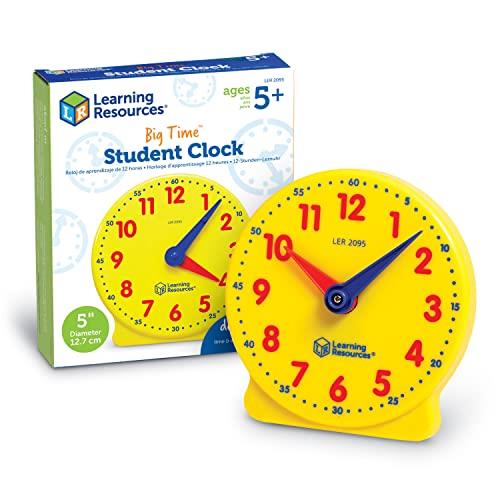 Learning Resources Big Time Student Clock, Teaching & Demonstration Clock, 12 Hour, Ages 5+