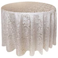 Tektrum 90 inch Round Damask Jacquard Tablecloth Table Cover - Waterproof/Spill Proof/Stain Resistant/Wrinkle Free/Heavy Duty - Great for Banquet Parties Dinner Kitchen Restaurant Wedding (Beige)