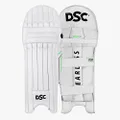 DSC Split 44 Cricket Batting Legguard | Color: White | Size: Youth RH | Material: PU Facing | For Intermediate-Advanced | Lightweight HDF | Breathable Mesh Bolsters | Extended Side Wing For Protection
