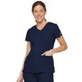 Dickies Women's Signature V-Neck Top with Multiple Patch Pockets Medical Scrubs Shirts, Navy, Small US