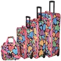 Rockland Jungle Softside Upright Luggage Set, New Heart, 4-Piece Set (14/29/24/28), Jungle Softside Upright Luggage Set