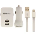 Moki Apple Licenced Lightning SynCharge Cable with Car Charger and Wall Charger