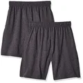 Hanes Big Boys' Jersey Short (Pack of 2), Charcoal Heather, XS
