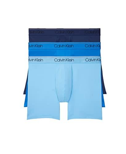 Calvin Klein Men's Big & Tall Underwear Micro Stretch Big&Tall 3-Pack Boxer Brief, New Navy, Artesian Blue, Blue Paradise, XX-Large Big