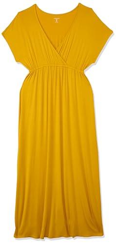Amazon Essentials Women's Waisted Maxi Dress (Available in Plus Size), Dark Yellow, X-Small
