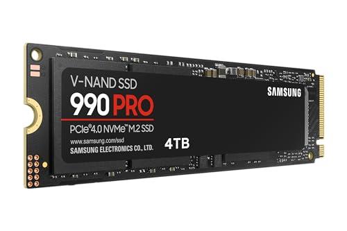 Samsung 990 PRO NVMe M.2 SSD, 4TB, PCIe 4.0, 7450MB/s Read, 6900MB/s Write, Internal SSD, for Gaming and Video Editing, MZ-V9P4T0BW