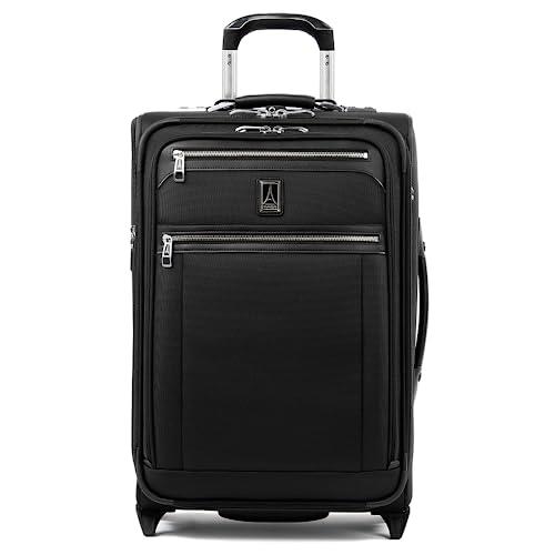 Travelpro Platinum Elite 22" Expandable Carry-On Rollaboard, Shadow Black, Carry-On 22-Inch, Platinum Elite Softside Expandable Upright Luggage