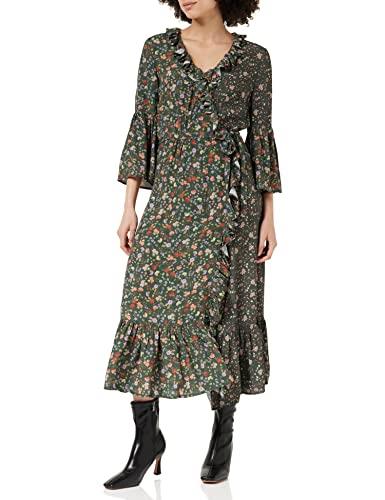 French Connection Women's Annifrida Wrap Dress Casual Dresses, Green, 12 AU