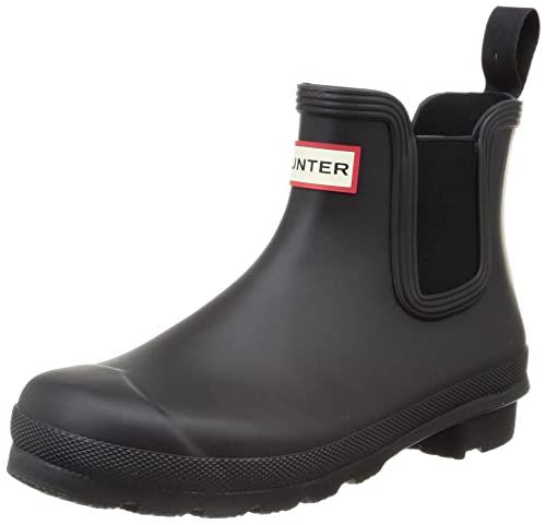Hunter Women's Original Chelsea Tri Rain Boots, Color: Logo, Backstrp BOOT, Black, 24.0 cm