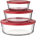 Anchor Hocking Classic Glass Food Storage Containers with Lids Red