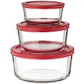 Anchor Hocking Classic Glass Food Storage Containers with Lids Red