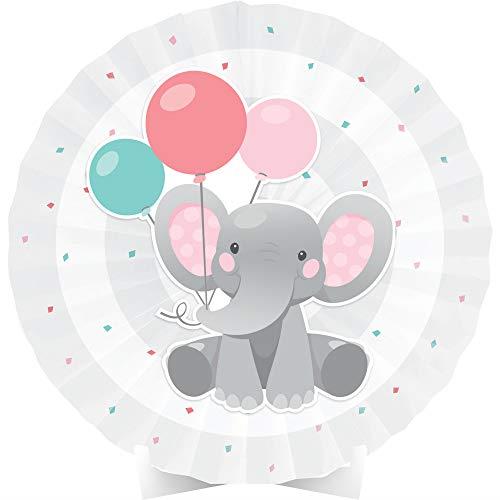 Creative Converting Enchanting Elephant Girl Centrepiece Paper Fan, 40 cm Size