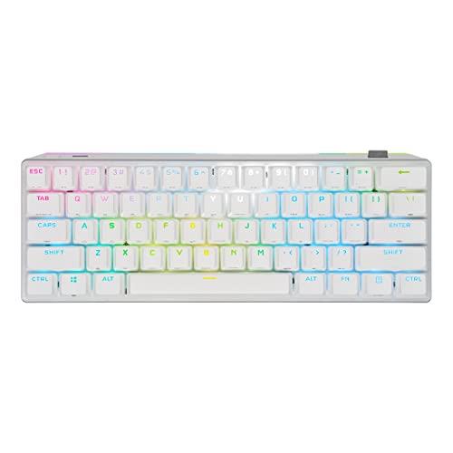 CORSAIR K70 Pro Mini RGB 60% Wireless Mechanical Gaming Keyboard (Faster Wireless Sub-1ms, Changeable Cherry MX Blue Switches) QWERTY, NA Design, White