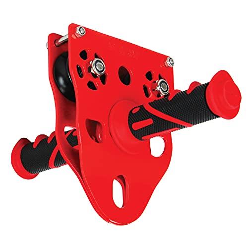 Fusion Climb Z-Max Speed Stainless Steel Pulley Grip Red Trolley, Zipline kit, Backyard Set, Swing Set, Universal Pulley (FP-8159-RED)