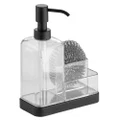 InterDesign Forma Kitchen Countertop Soap Dispenser Pump, Sponge, Scrubby Organizer - Clear/Matte Black