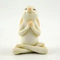 Top Collection Miniature Fairy Garden & Terrarium Yoga Bunny in Seated Namaste Pose Statue, Small, Cream