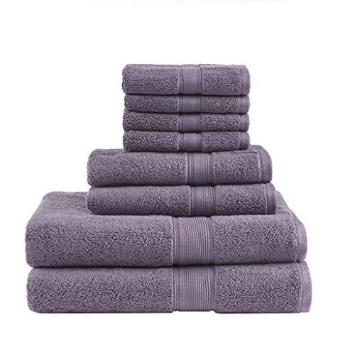 Madison Park Signature 800GSM 100% Cotton Luxurious Bath Towel Set Highly Absorbent, Quick Dry, Hotel & Spa Quality for Bathroom, 30 x 54, Light Purple 8 Piece