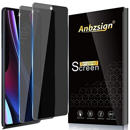Anbzsign [2 Pack] Motorola Edge + (2022) / Moto Edge Plus (2022) Privacy Screen Protector, Anti-Spy 9H Hardness Tempered Glass.